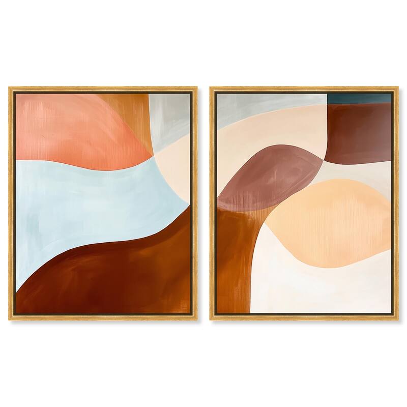 Shapes Revisited II Canvas Set of 2 by Art Remedy - 36" x 45" - Gold