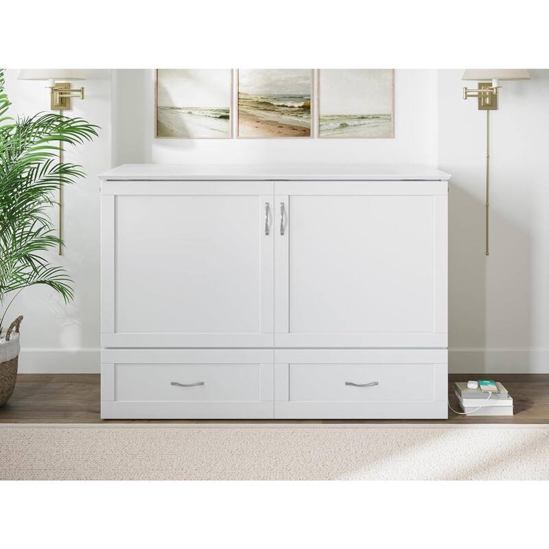 Murphy Bed Chest with Mattress & Charging - Space Saving Folding Bed