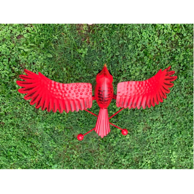 48" Red and Black Realistic Cardinal Rocker Stake