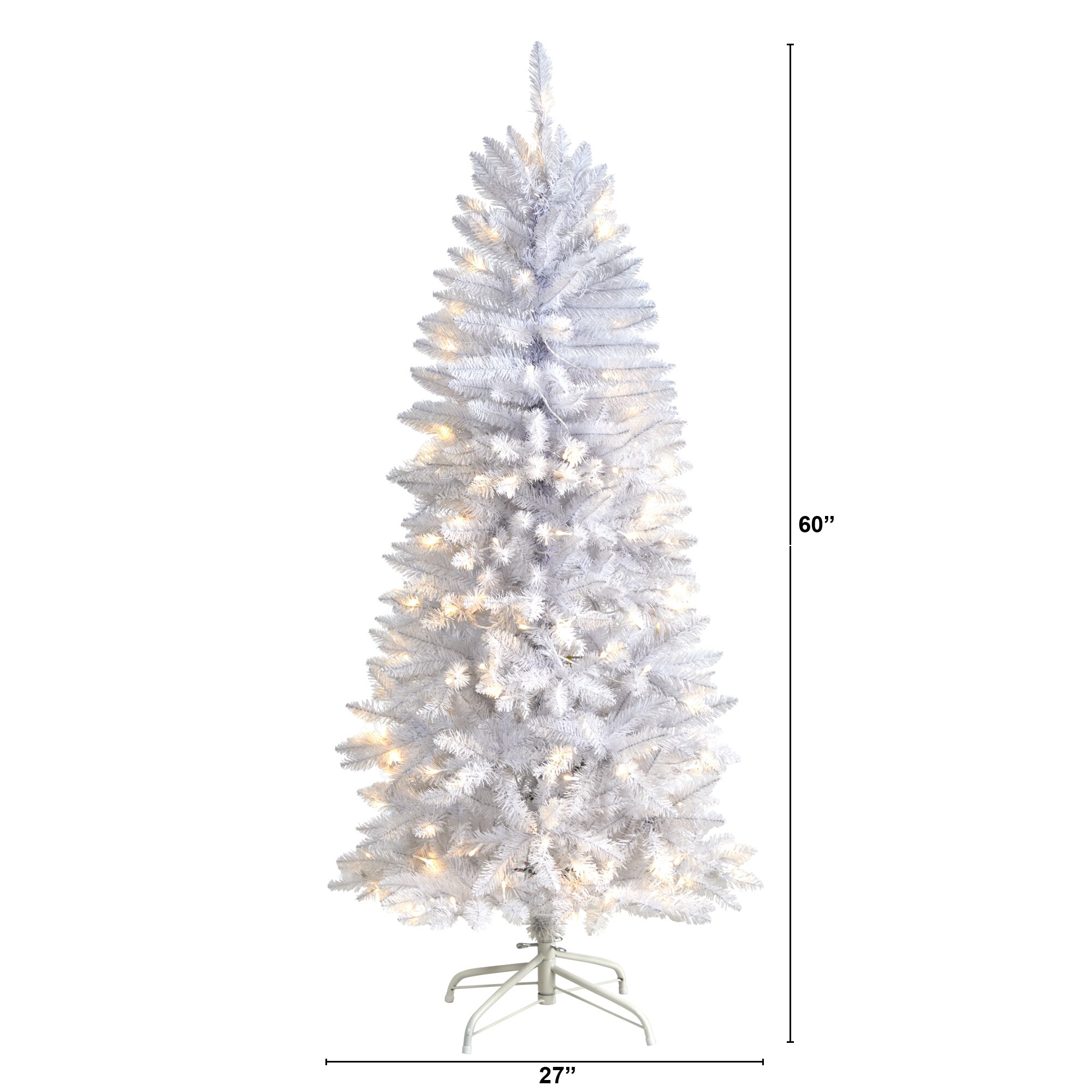 5' Slim White Christmas Tree with 150 Lights - 60 - Bed Bath