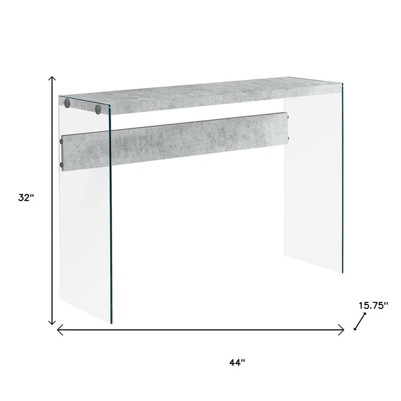 HomeRoots 44" Gray And Clear Solid Console Table - 44.00 in. x 32.00 in. x 15.75 in.