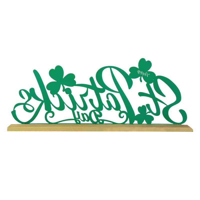 Glitzhome 16"L St. Patrick's Lucky Word Sign Table Decor