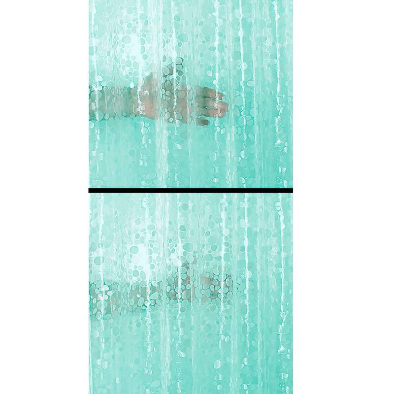 Teal Blue Transparent Stone Pebble PVC Shower Curtain Liner Waterproof