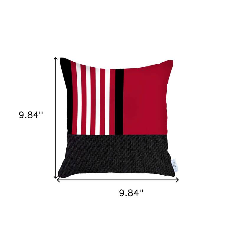 HomeRoots 18" X 18" Red Striped Zippered Handmade Polyester Throw Pillow Cover