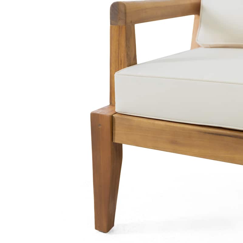 Rossville Acacia Wood Outdoor Club Chair with Cushions by Christopher Knight Home