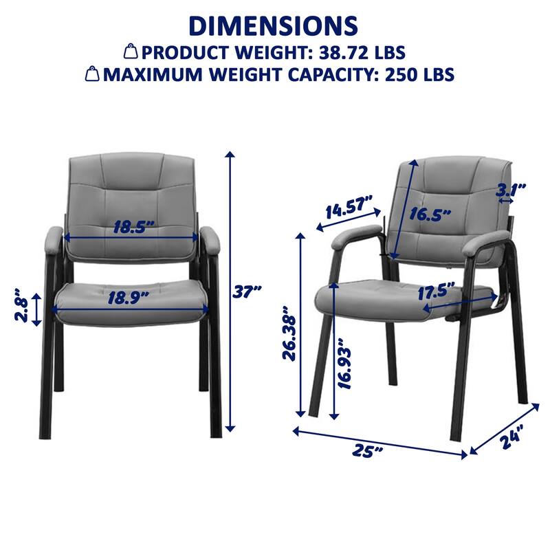 Heavy Duty Executive Chair with Padded Arm Rest - Leather Guest Chairs