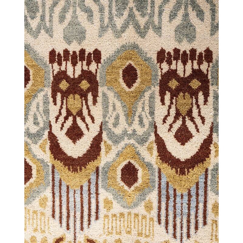 Ikat One-of-a-Kind Hand-Knotted Area Rug - Beige, 8' 0" x 10' 4" - 8' 0" x 10' 4"