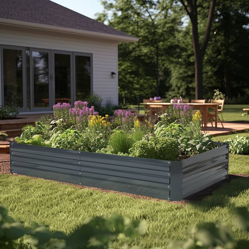 Galvanized Steel Rectangular 6-Ft x 3-Ft Raised Garden Bed Planter - 6' x 3'