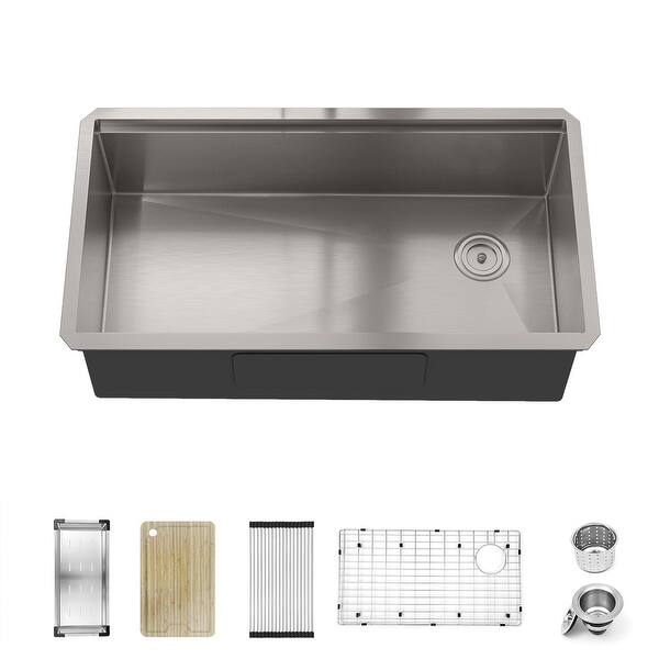 304 Kitchen Sinks 580X450X220mm Single Bowl Stainless Steel Undermount Sink 3-5