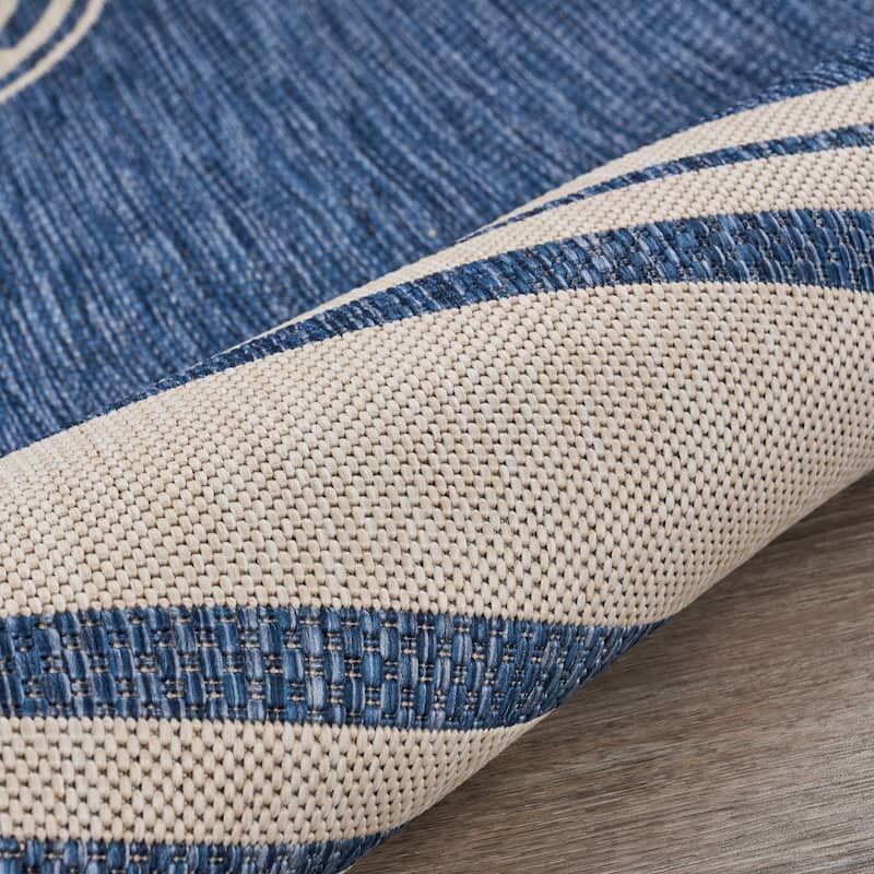 Sevita Tides Nautical Compass Blue/White Indoor/Outdoor Area Rug