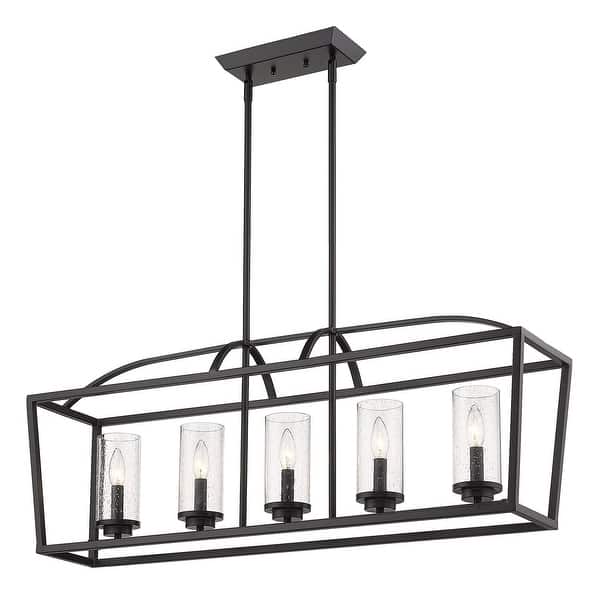 slide 2 of 7, Golden Lighting Mercer 5 Light 38" Wide Taper Candle Linear Chandelier Matte Black