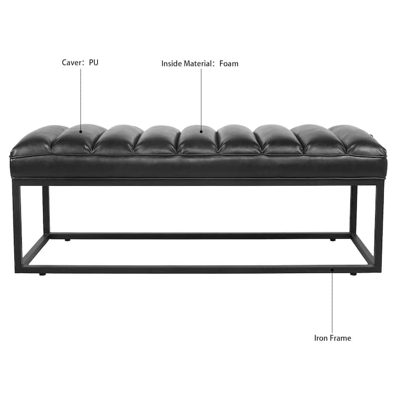Tala Modern Upholstered Bench with Metal Base by GDFStudio