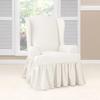 SureFit Essential Twill 1 Piece Wing Chair Slipcover