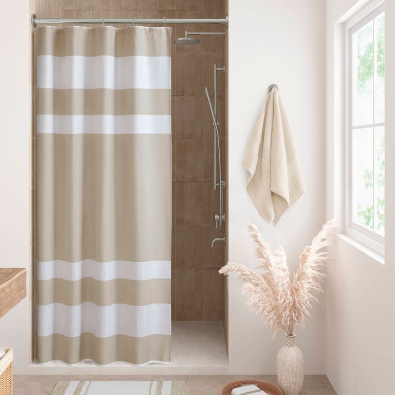Madison Park Spa Waffle Shower Curtain with 3M Treatment - 54x78" - Taupe