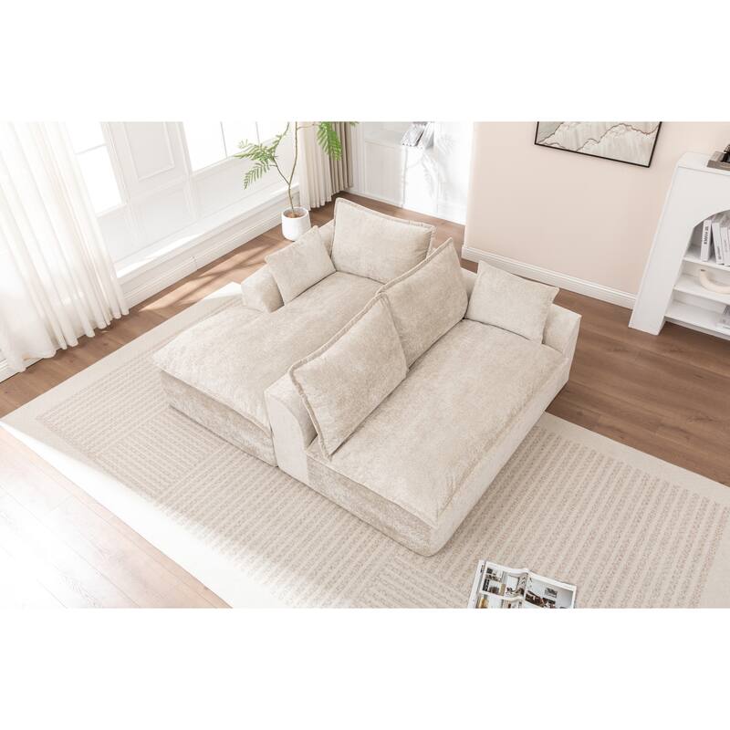 Modular Cloud Sectional Couch with L-Shape Chaise, Chenille Upholstered Boneless Sofa, Compressed Deep Seat Sofa with Pillows