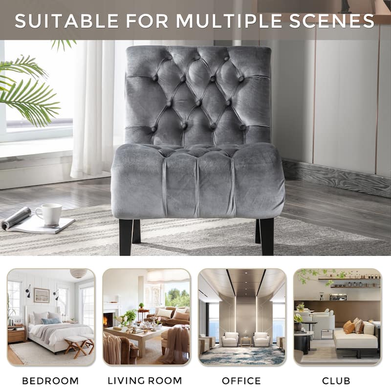 Modern Velvet Armless Living Room Chairs Set of 2