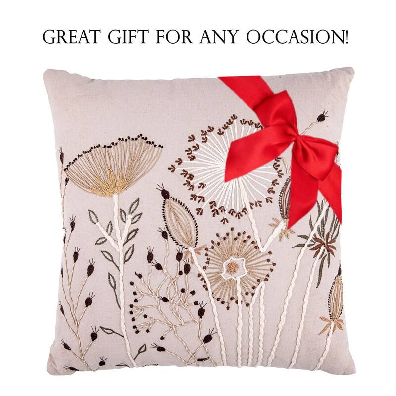 Summer Blossom Cotton Embroidered Decorative Throw Pillow