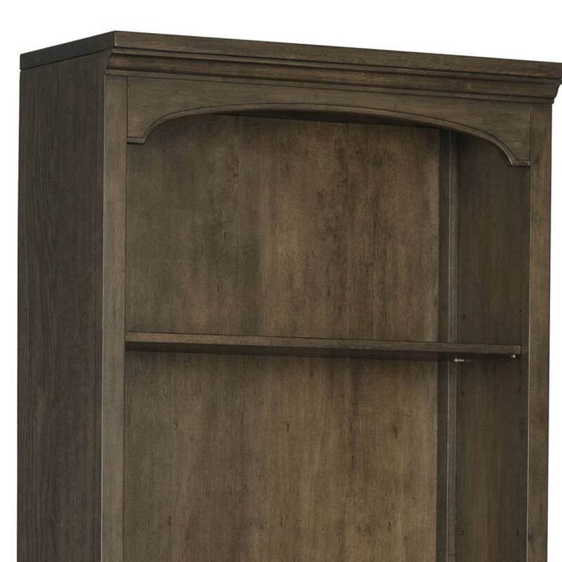 Tia 78 Inch Classic 3 Tier Rubberwood Bookcase, 2 Door Cabinet, Oak Brown