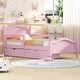 preview thumbnail 17 of 24, Twin Size Wood Platform Bed with Guardrails on Both Sides and Two Storage Drawers for Home For Home