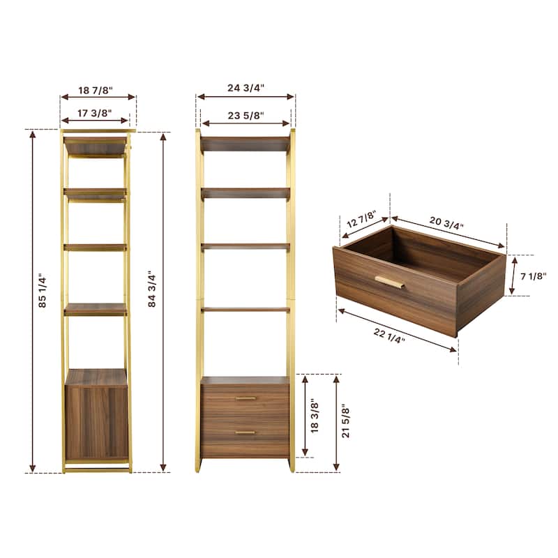 Eureka Ergonomic 84" Bookcase with 2 Drawers, 5 Tier Display Storage Bookshelf Cabinet, Adjustable Shelves