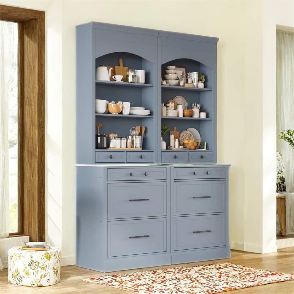 83.7inch High Kitchen Pantry,Freestanding Tall Kitchen Hutch 2 PCS
