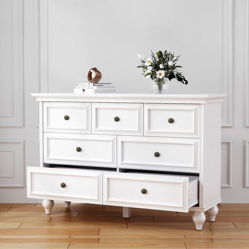 Elam French Country 7 Drawer Dresser Closet Storage Tower Organizer Unit for Bedroom