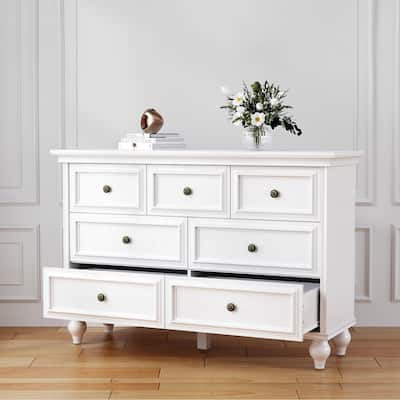 Elam French Country 7 Drawer Dresser Closet Storage Tower Organizer Unit for Bedroom