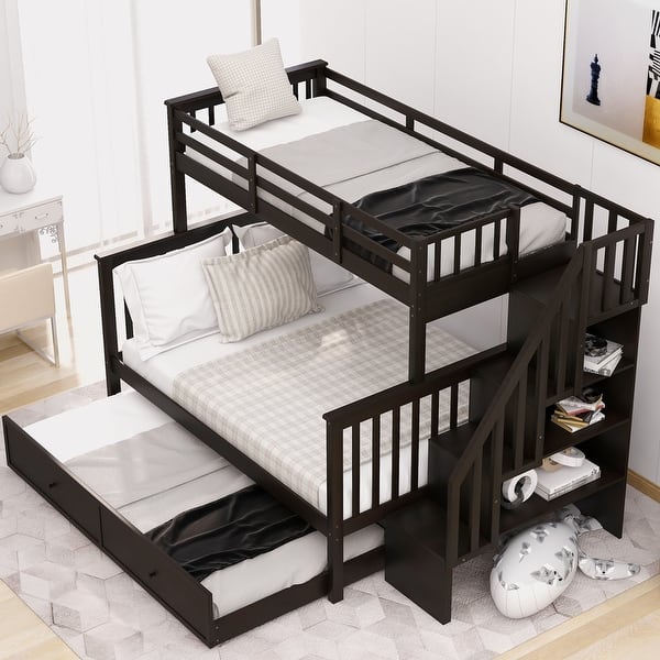 slide 2 of 11, Classic Elegant Twin Over Full Bunk Bed Espresso