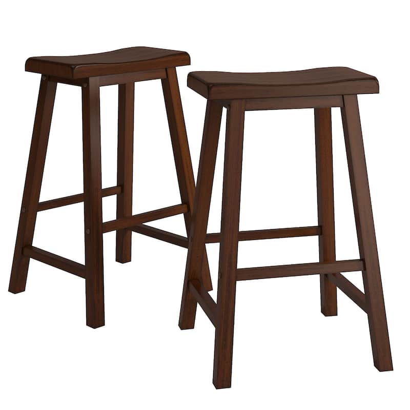 Salvador Saddle 29-inch Counter Height Backless Stools (Set of 2) by iNSPIRE Q Bold - Warm  Cherry