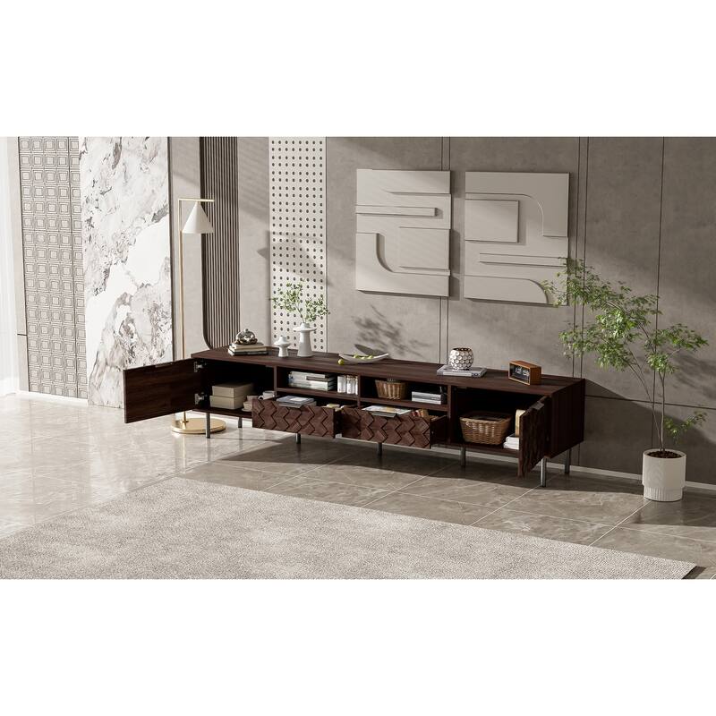 78 inch Modern TV Stand for TVs up to 85", Entertainment Center with Closed Storage & Cable Management