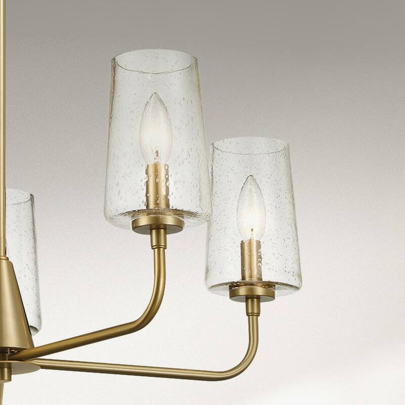 Elera 5-Light Satin Brass Chandelier with Seeded Glass Shades - Gold