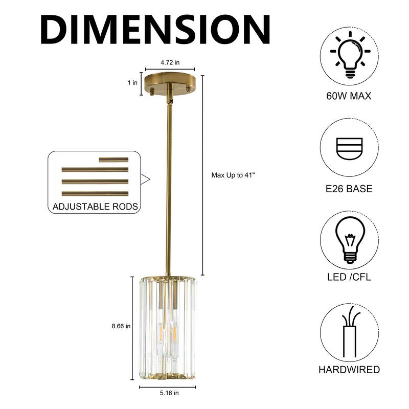 3-Pack Modern Crystal Pendant Lights for Dining Room, Bedroom, Foyer and Hallway