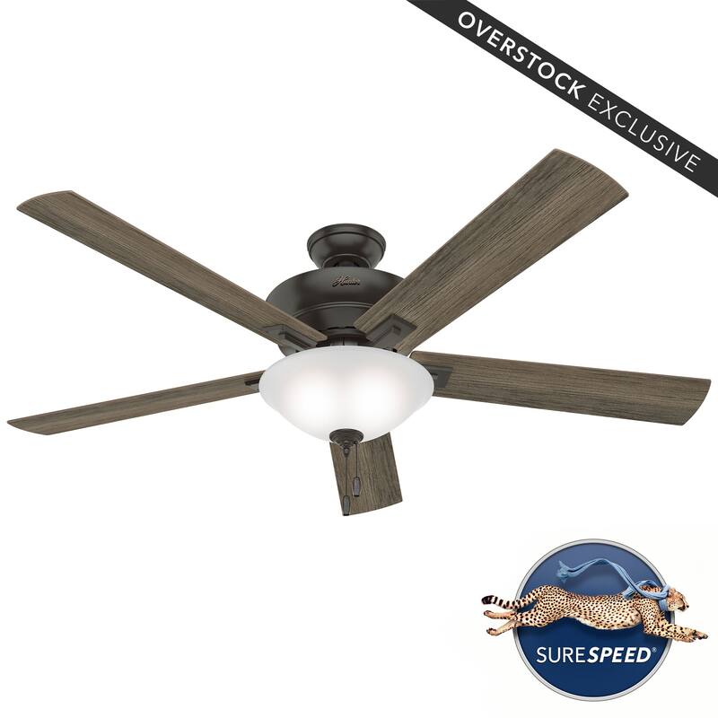 Hunter 60" Hillsborough Great Room Indoor Ceiling Fan LED Light and Pull Chain - Traditional, Rustic
