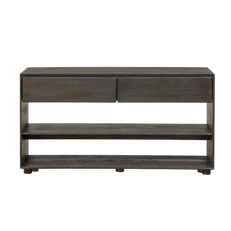 Vintage Entry Table with Drawers and Shelves