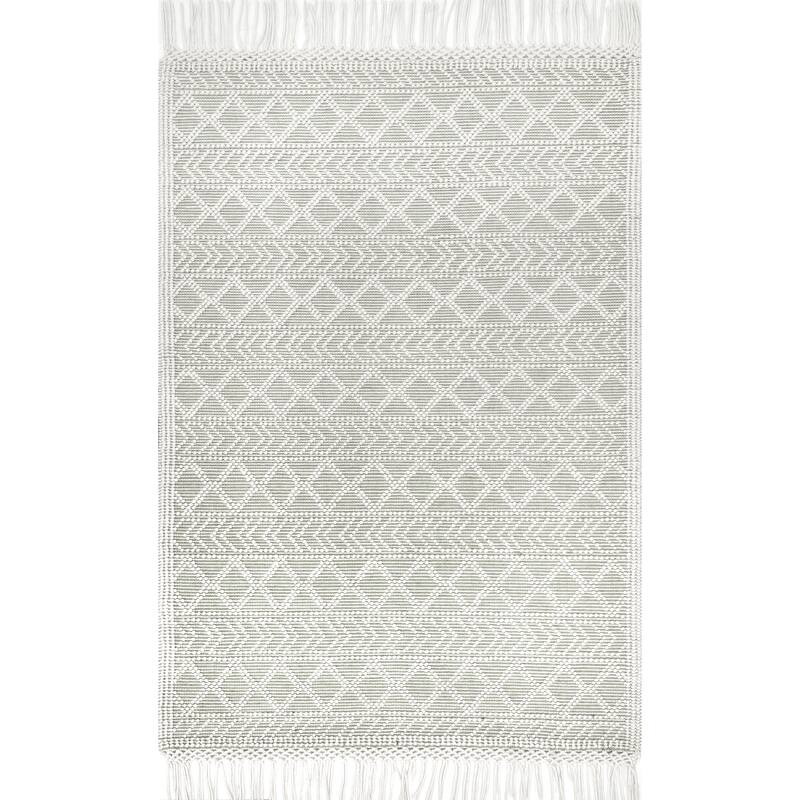 Nuloom Contemporary Handmade Flatweave Dot Aztec Indian Trellis Tassel Area Rug