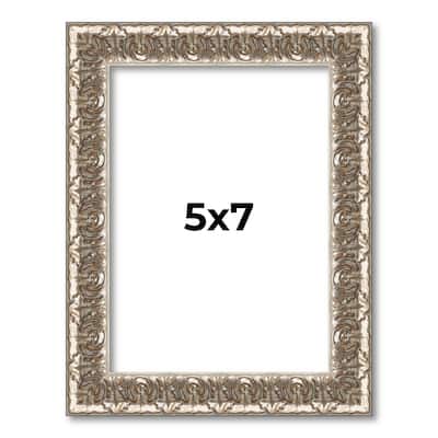 5x7 Frame Silver Versailles Ornate Solid Wood Picture Frame | 1 Inch