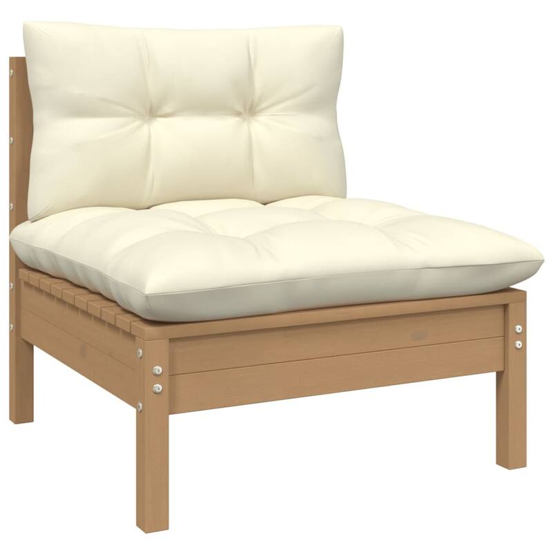 vidaXL Solid Pinewood Patio Lounge Set 8 Piece with Cushions Multi Colors