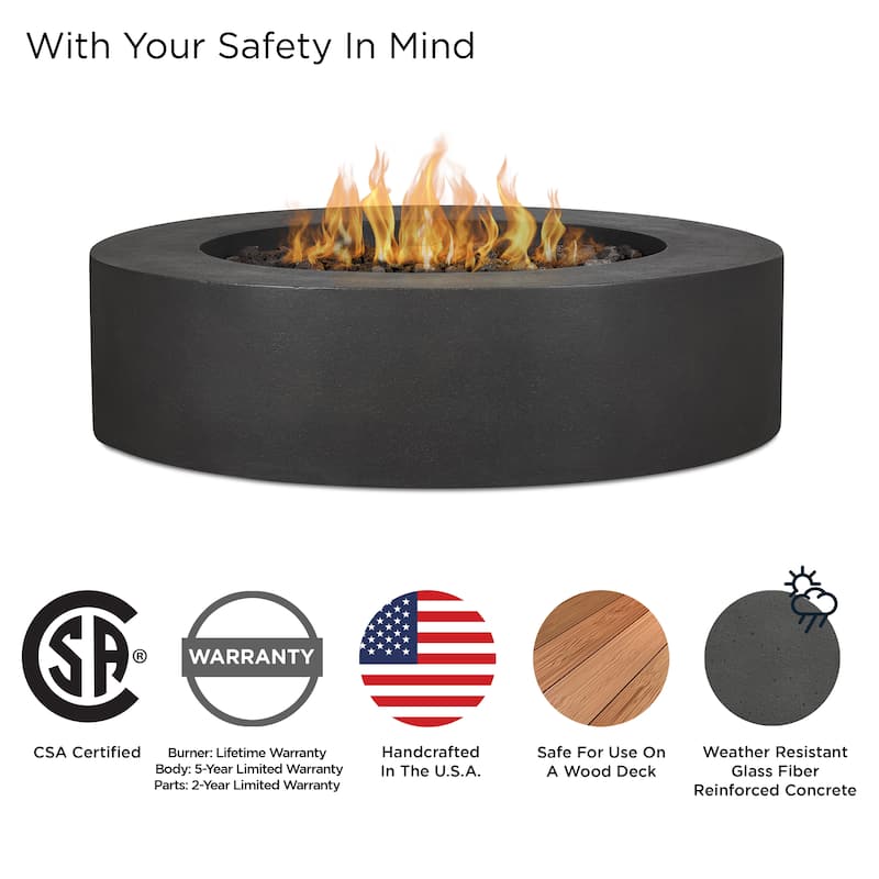 Emery 43" Round Propane Fire Table Carbon