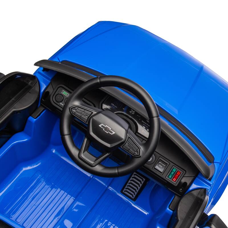 24V Licensed Chevrolet Silverado EV Ride-On Car for Kids with Slow Start, LED Lights, Bluetooth, USB, MP3, and Remote Control