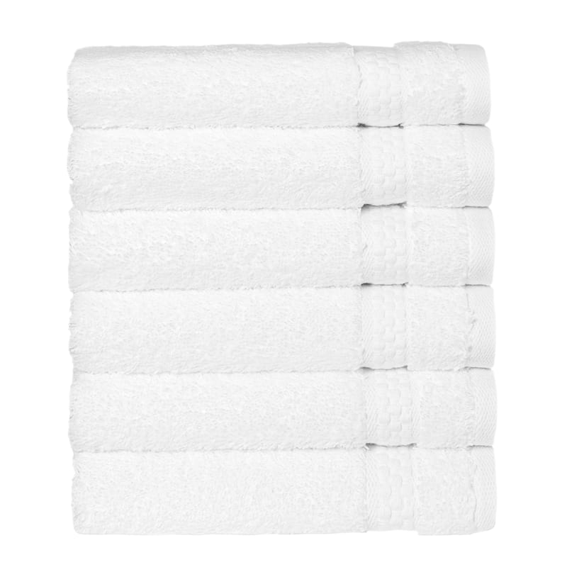 Authentic Hotel and Spa 100 percent Aeagean Long Staple Turkish Cotton STARLIGHT Terry Washcloths (Set of 6) - White