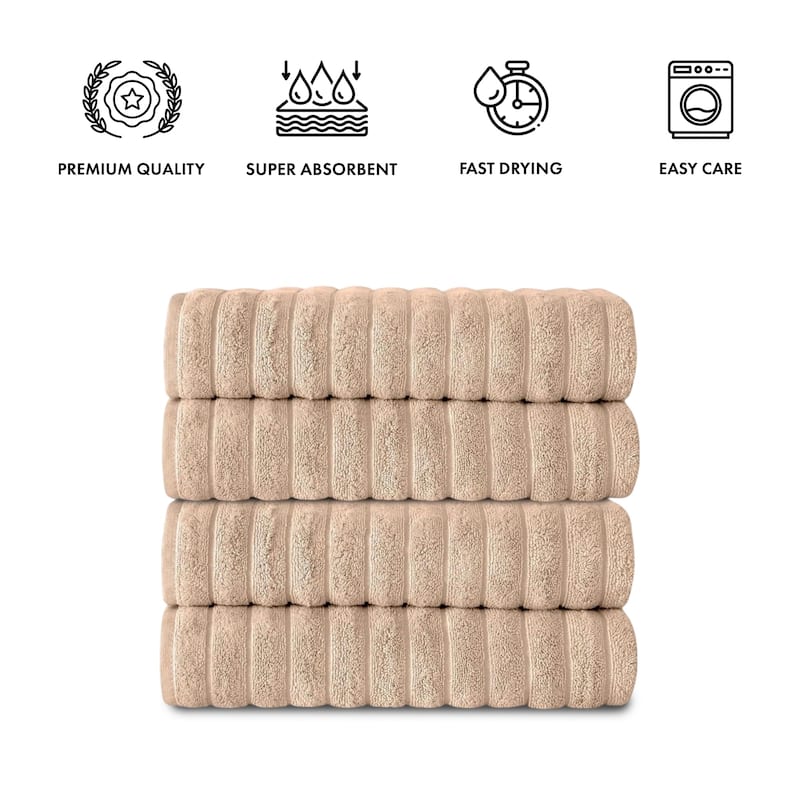 Brampton Turkish Cotton 4 Piece Bath Towels Set Heavyweight 27x54"