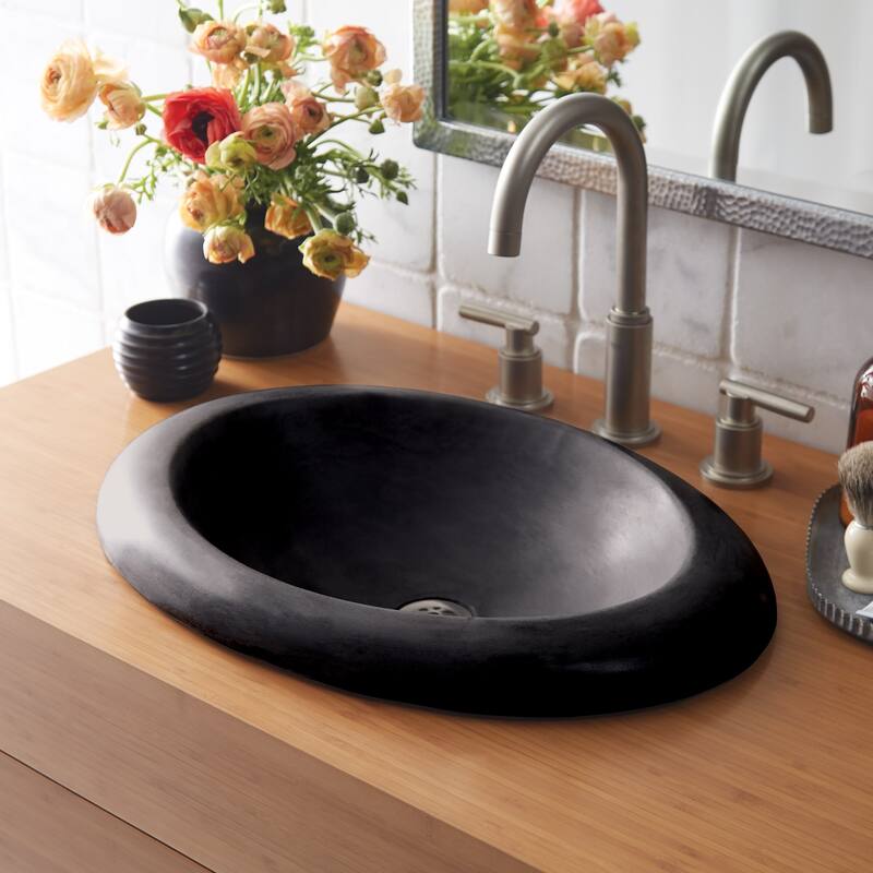 Cuyama NativeStone and Concrete Drop-in Bathroom Sink - 21" x 15" x 5"