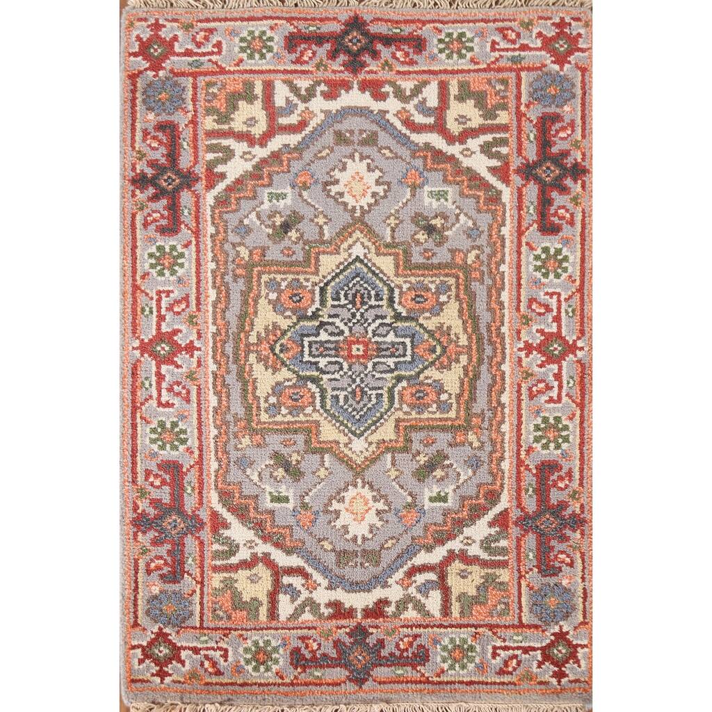 Gray Heriz Serapi Indian Accent Area Rug Hand-knotted Wool Carpet - 2'0"x 3'0"