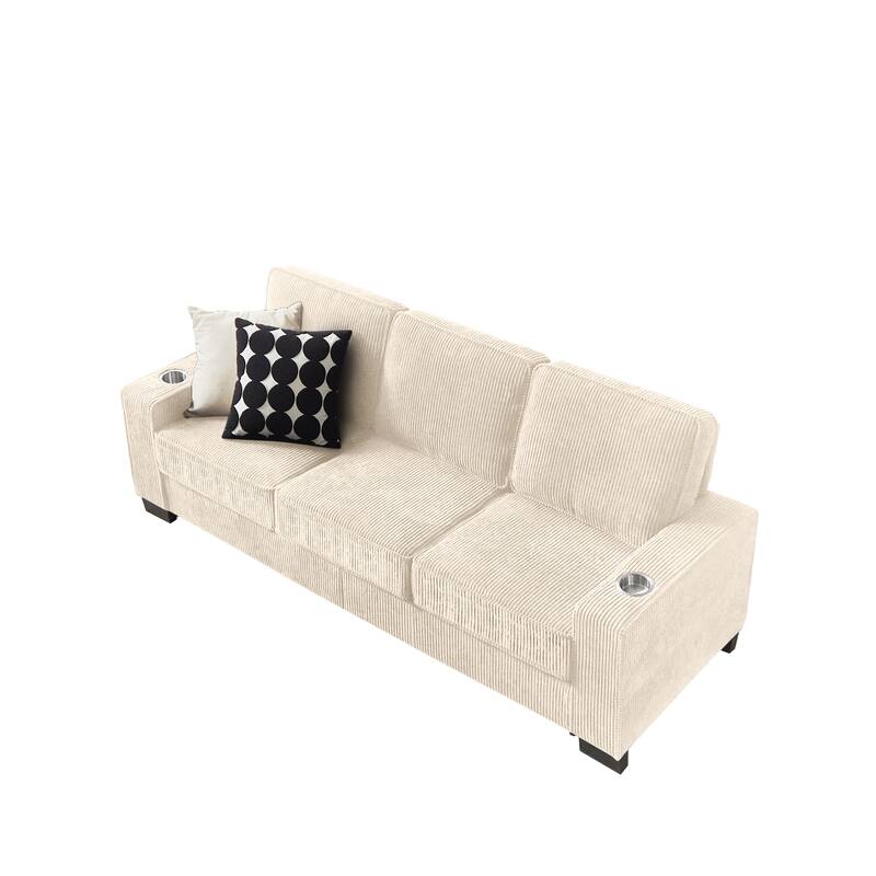 Modular Sectional Sofa, 102 Inch L Shaped Couch Set, 3-Seater Comfy Cloud Couches with Movable Ottoman, DIY Combination