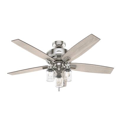 Hunter 52" Declan Pass Brushed Nickel Ceiling Fan with LED Light Kit and Pull Chain