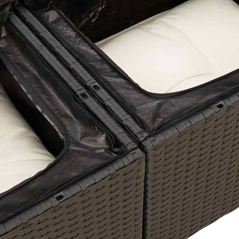 vidaXL Patio Sofa Set with Cushions Outdoor Furniture 7 Piece Poly Rattan - 24.4 x 25.8 x 27.2