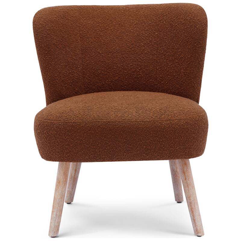 Boucle Polyester Upholstered Armless Accent Chair - Stain Resistant (Set of 2)