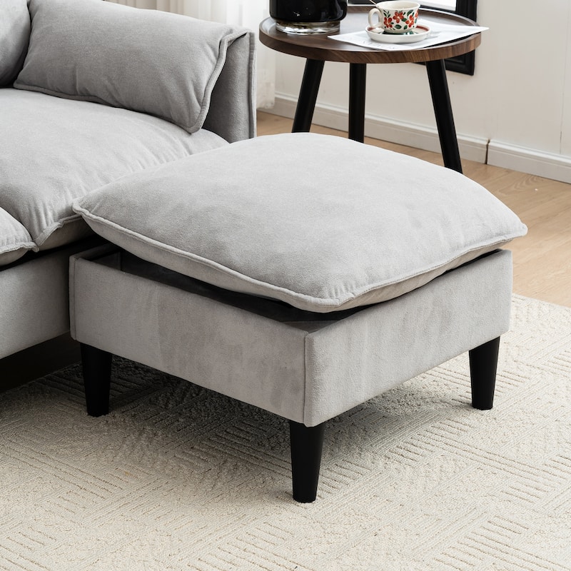 Convertible L-shaped Chaise Sectional Sofa with Storage Ottoman