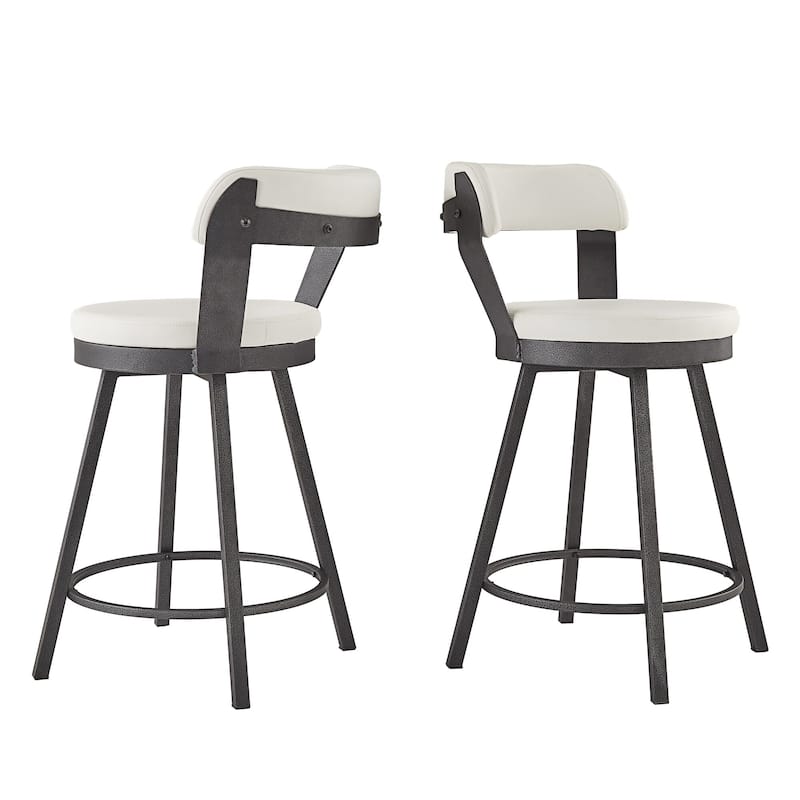 Harley Faux Leather Graphite Grey Metal Swivel Stools (Set of 2) by iNSPIRE Q Modern - White - Counter Height
