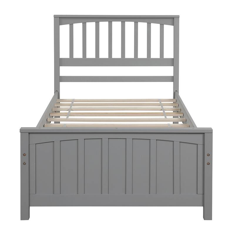 Merax Platform Twin Bed Frame Wood with Headboard and Footboard